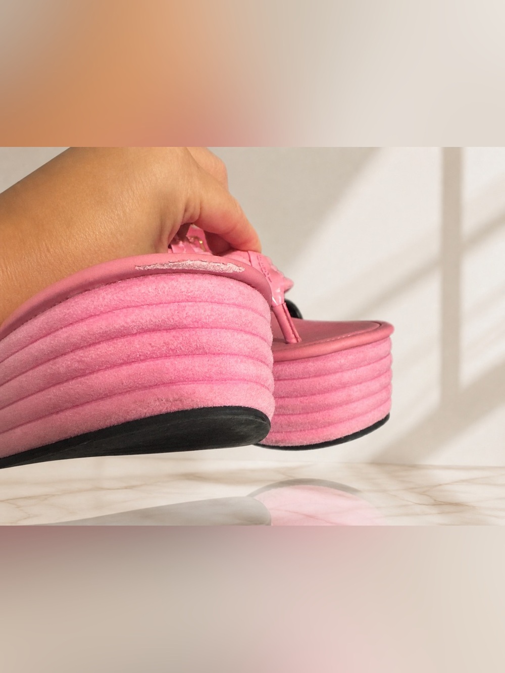 Fendi Platform Wedge Sandals Pink Suede 85mm Size 41 US 10 - Picture 13 of 16
